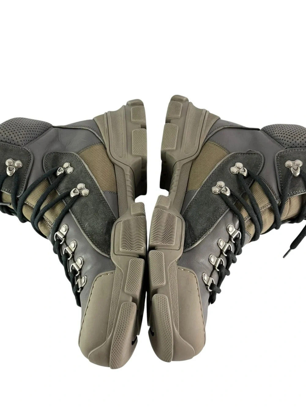 GUCCI 521679 Flashtrek Gray Leather Men Hiking Boots Made in Italy 10.5 - 11US